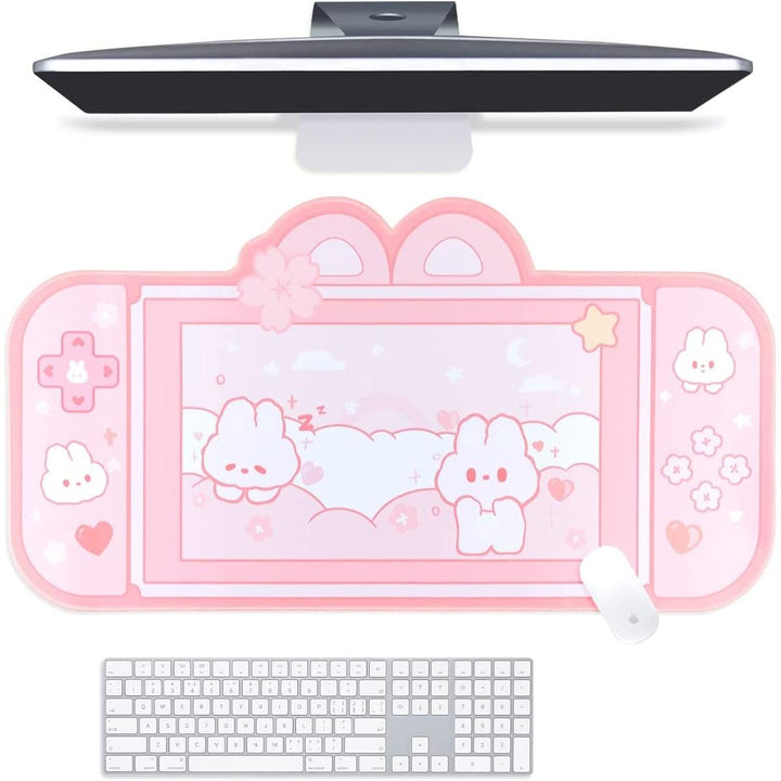 Bunny Bliss Pink Gaming Desk Pad - DOKUTRONIX