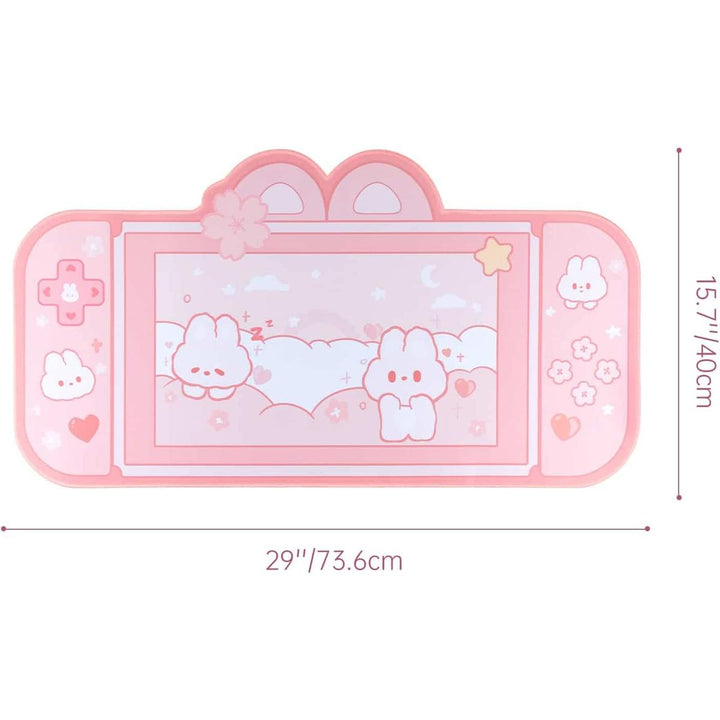 Bunny Bliss Pink Gaming Desk Pad - DOKUTRONIX