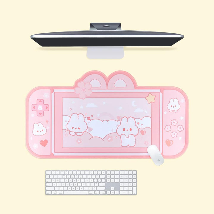 Bunny Bliss Pink Gaming Desk Pad - DOKUTRONIX