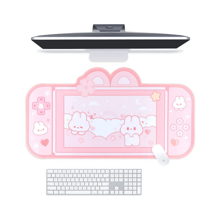 Bunny Bliss Pink Gaming Desk Pad - DOKUTRONIX
