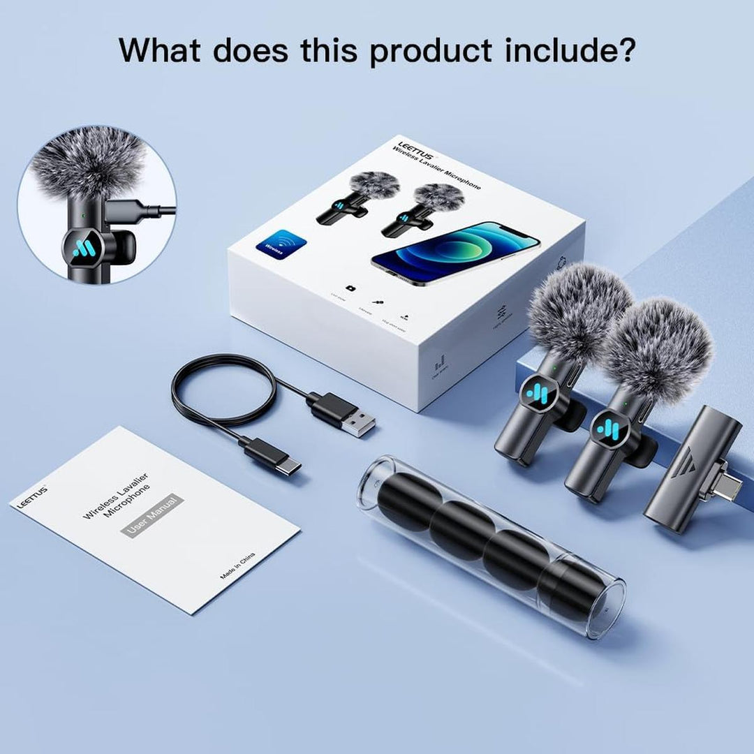 iPhone Lavalier Mic Duo - Wireless & USB-C Black - DOKUTRONIX