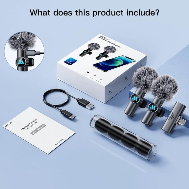 iPhone Lavalier Mic Duo - Wireless & USB-C Black - DOKUTRONIX