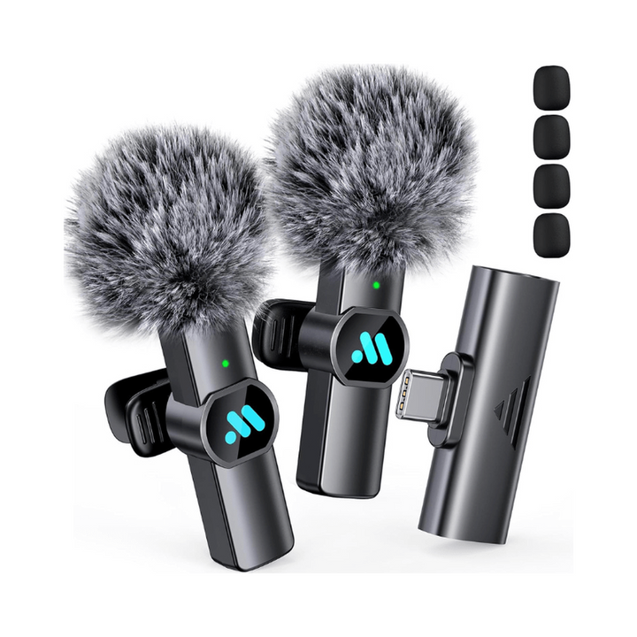 iPhone Lavalier Mic Duo - Wireless & USB-C Black - DOKUTRONIX