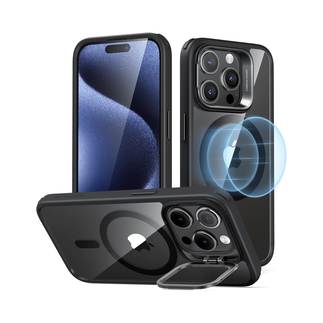 MagSafSil Pro Case w/ Stand - Clear Black - DOKUTRONIX