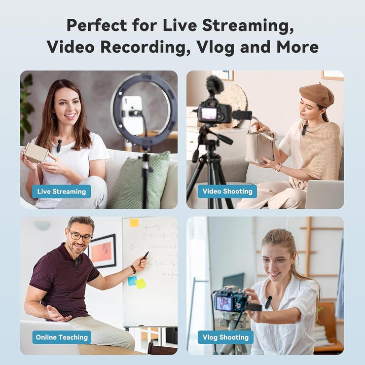 Matte Black Dual Wireless Mics with Noise-Cancel Tech - DOKUTRONIX