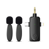 Matte Black Dual Wireless Mics with Noise-Cancel Tech