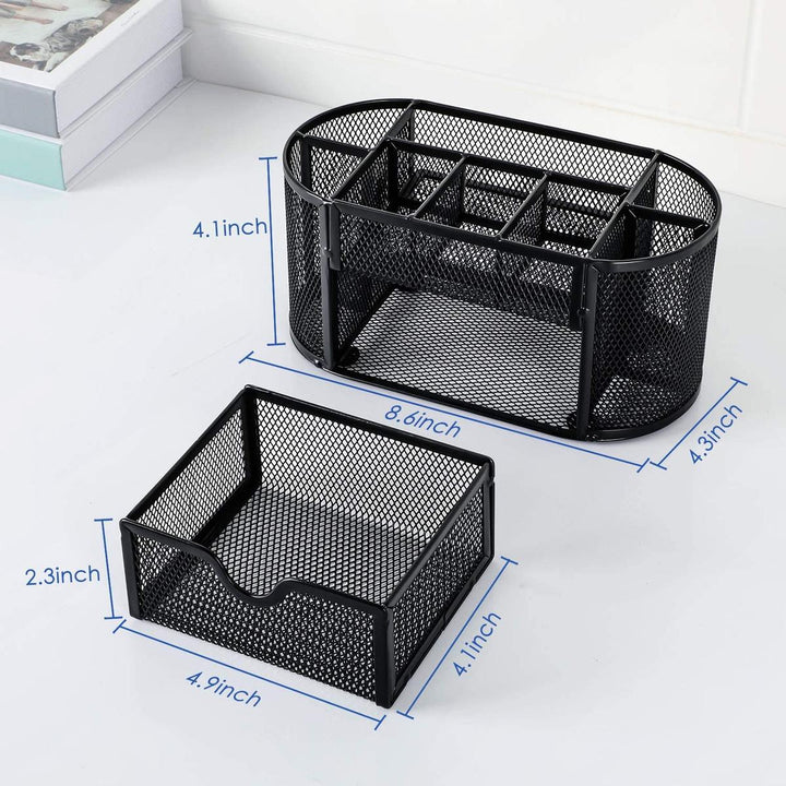 Mesh Caddy Desk Organizer with Drawer - DOKUTRONIX