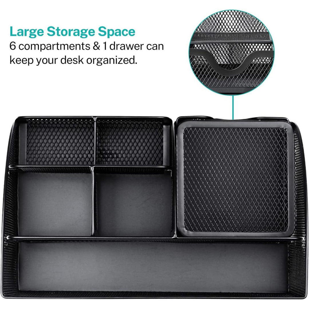 Mesh Master Desk Caddy - 6 Compartments - DOKUTRONIX