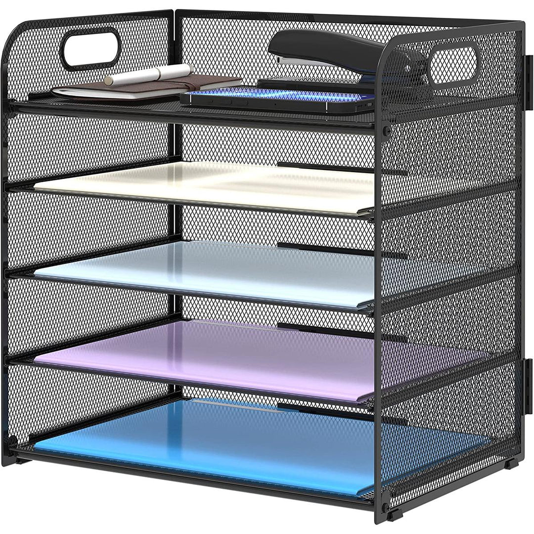 Mesh5 Paper Organizer - Black File Sorter with Handle - DOKUTRONIX