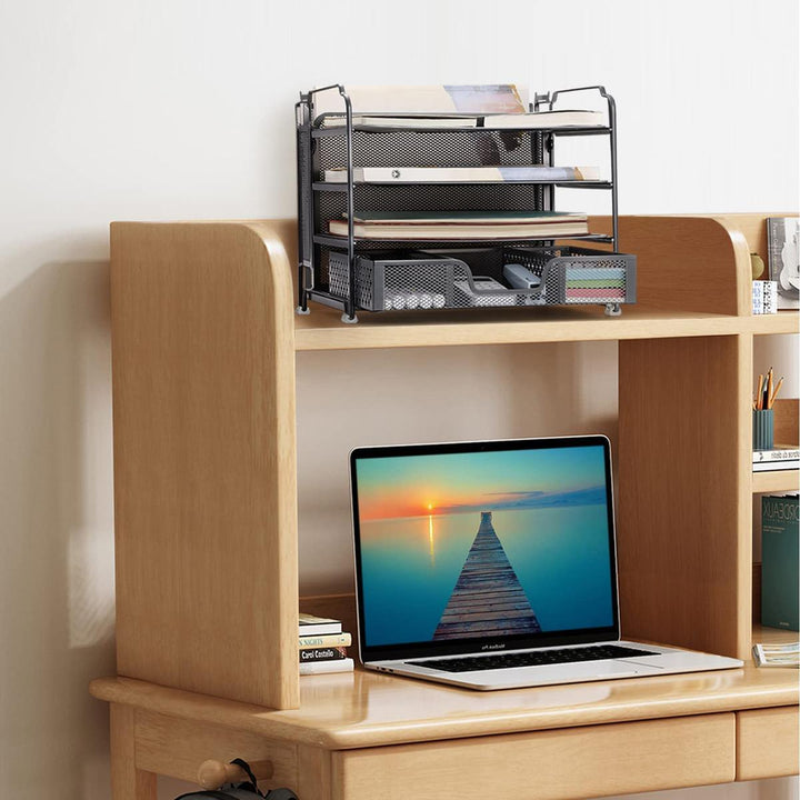 MeshMaster 4-Tray Desk Organizer with Drawer - DOKUTRONIX