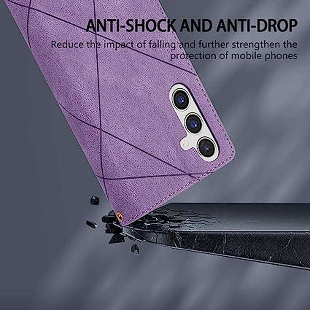 Neiye A54 5G RFID Wallet Case - Purple Zipper Kickstand - DOKUTRONIX