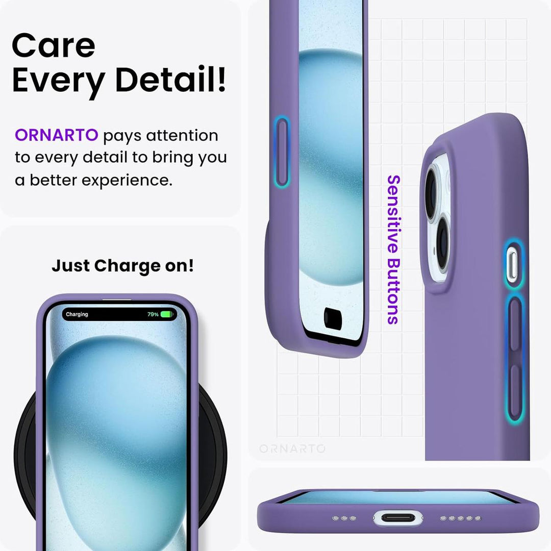 ORNARTO Amethyst Slim Silicone Case for iPhone 15 - DOKUTRONIX