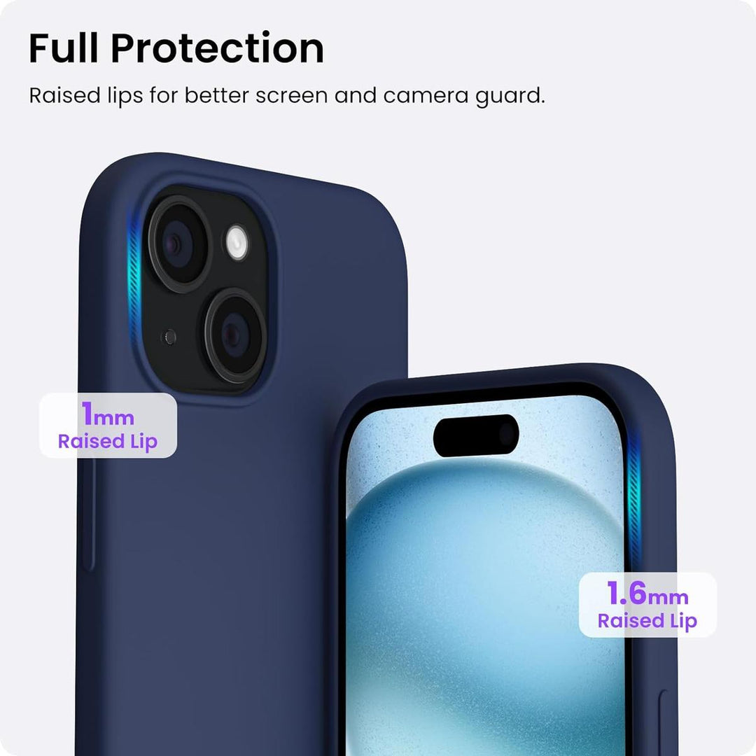 ORNARTO Slim Silicone Case for iPhone 15 - Dark Blue - DOKUTRONIX
