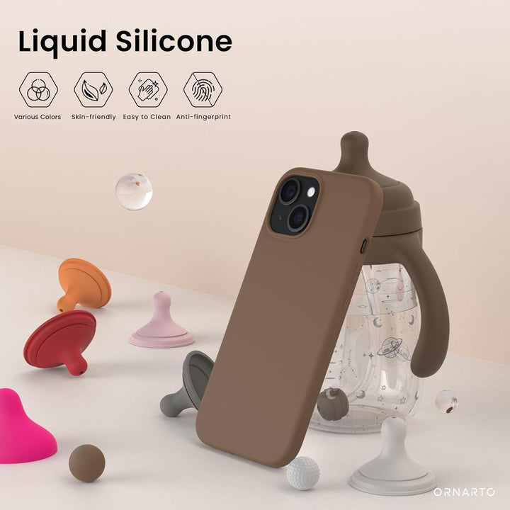 ORNARTO SlimSilicone iPhone 15 Case - Brown - DOKUTRONIX