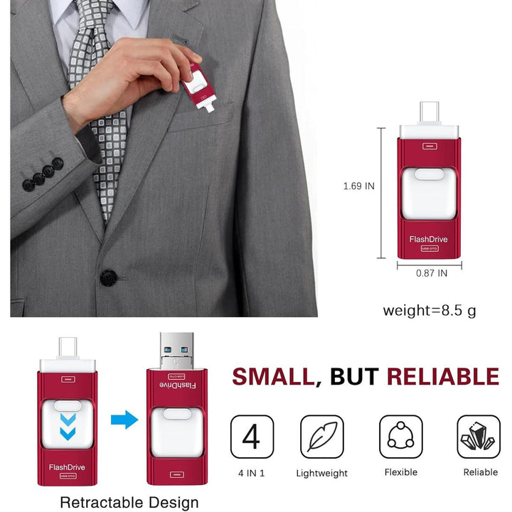 Red Flash for iPhone - 4-in-1 Memory Stick - DOKUTRONIX