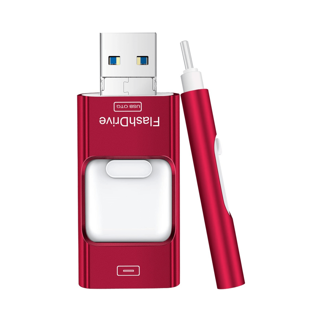 Red Flash for iPhone - 4-in-1 Memory Stick - DOKUTRONIX