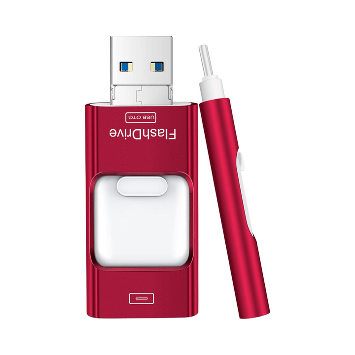 Red Flash for iPhone - 4-in-1 Memory Stick - DOKUTRONIX