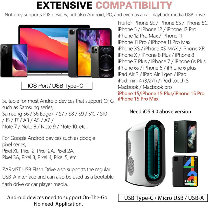 Rose Pink 256GB 4-in-1 iPhone Flash Drive - DOKUTRONIX