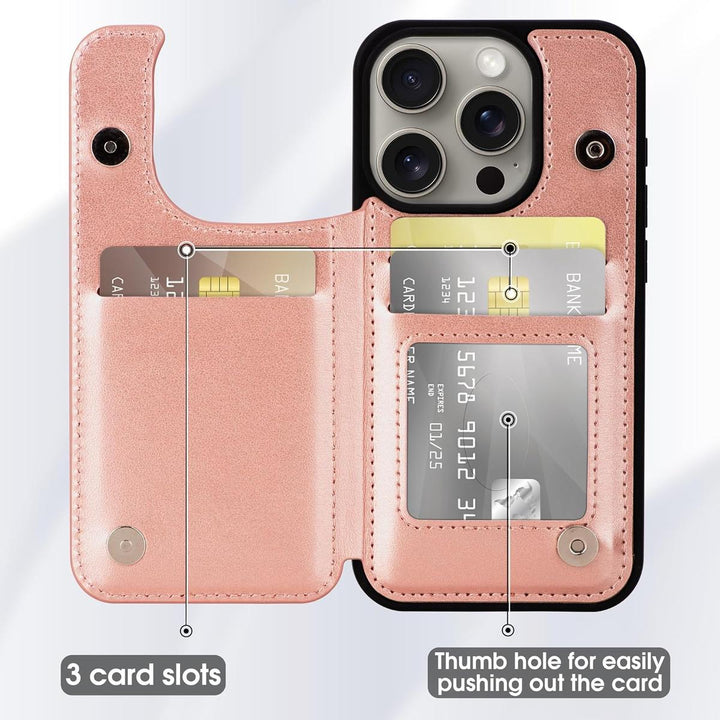 RoseGold Pro Wallet Case for iPhone 15 - DOKUTRONIX