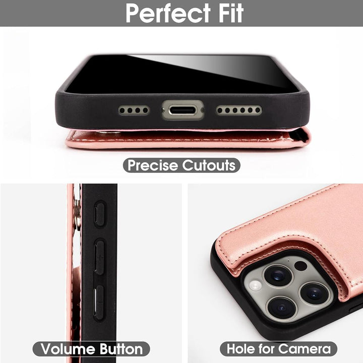 RoseGold Pro Wallet Case for iPhone 15 - DOKUTRONIX