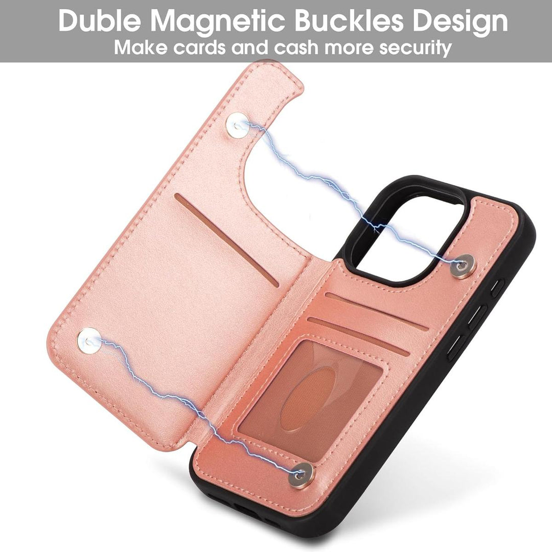 RoseGold Pro Wallet Case for iPhone 15 - DOKUTRONIX