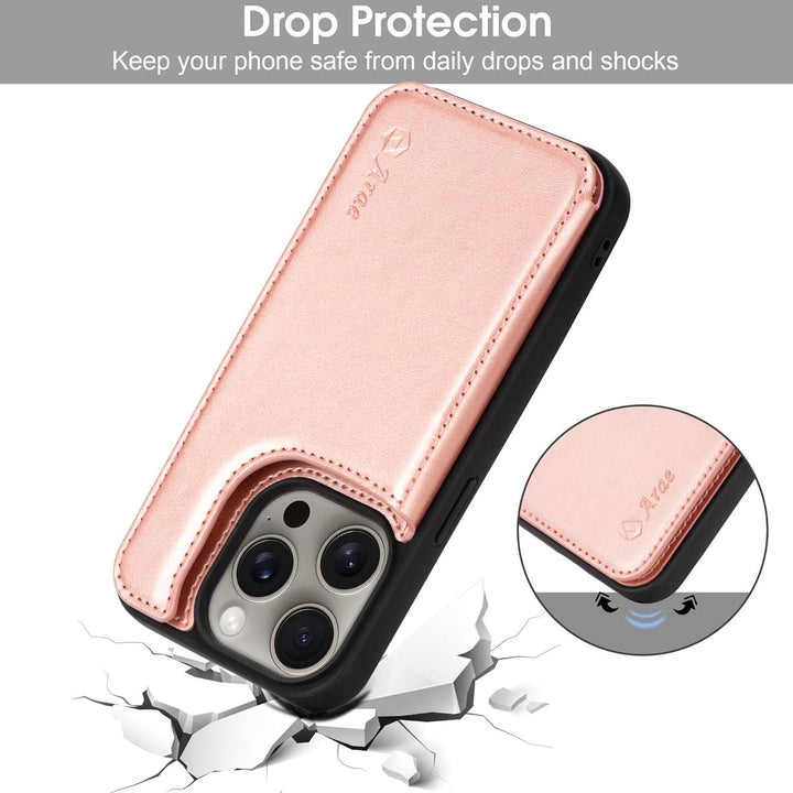 RoseGold Pro Wallet Case for iPhone 15 - DOKUTRONIX