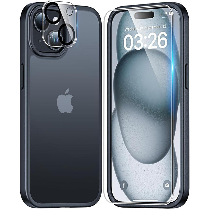 Tauri 5-in-1 Frosted Black Case for iPhone 15 - DOKUTRONIX