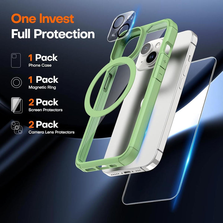 Tauri 5-in-1 Green Clear Case for iPhone 15 - DOKUTRONIX