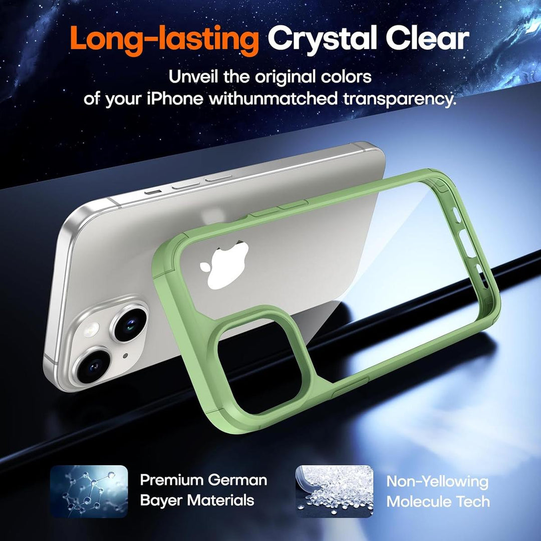 Tauri 5-in-1 Green Clear Case for iPhone 15 - DOKUTRONIX