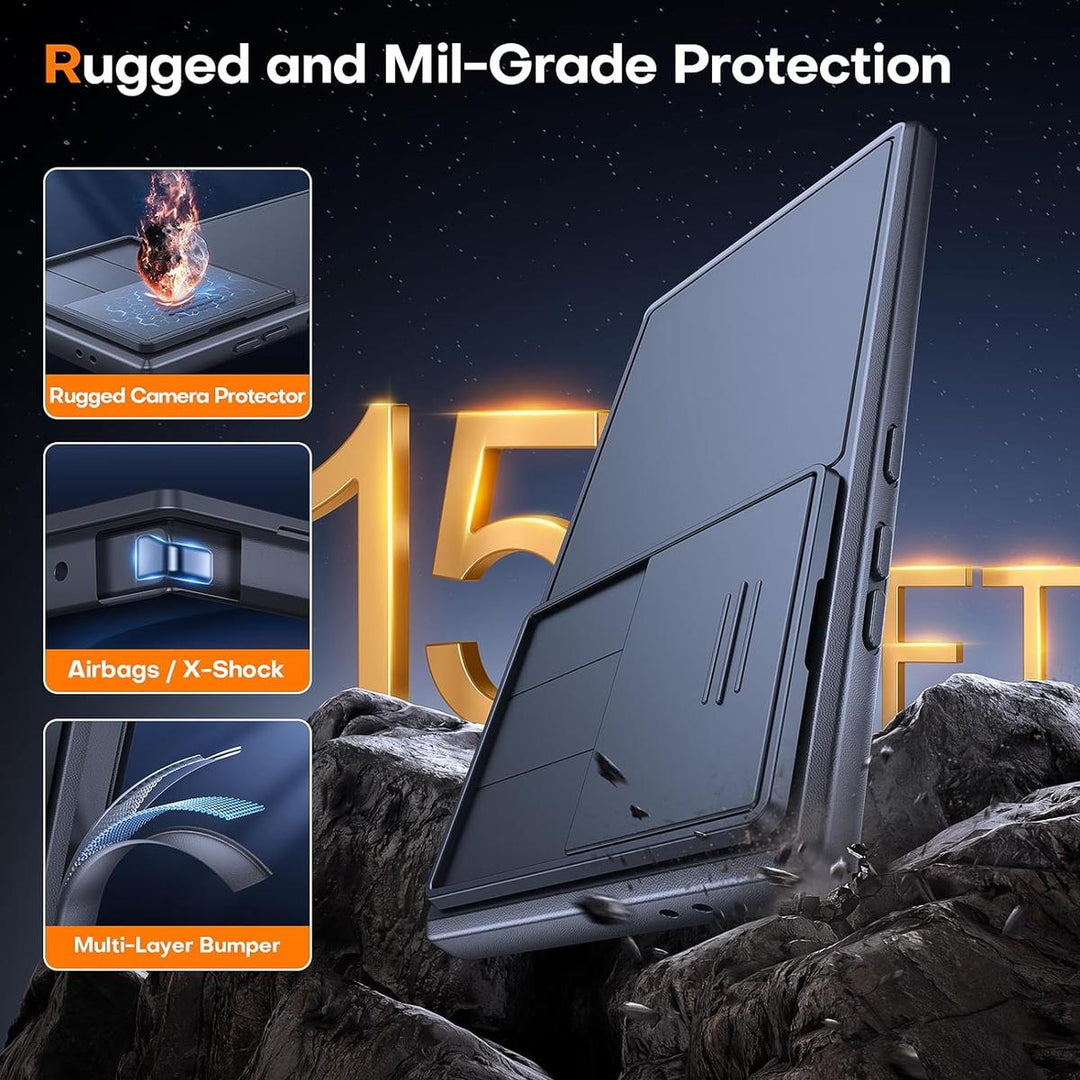 TAURI Galaxy S24 Ultra Kickstand Case - Black - DOKUTRONIX