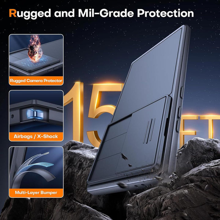 TAURI Galaxy S24 Ultra Kickstand Case - Black - DOKUTRONIX