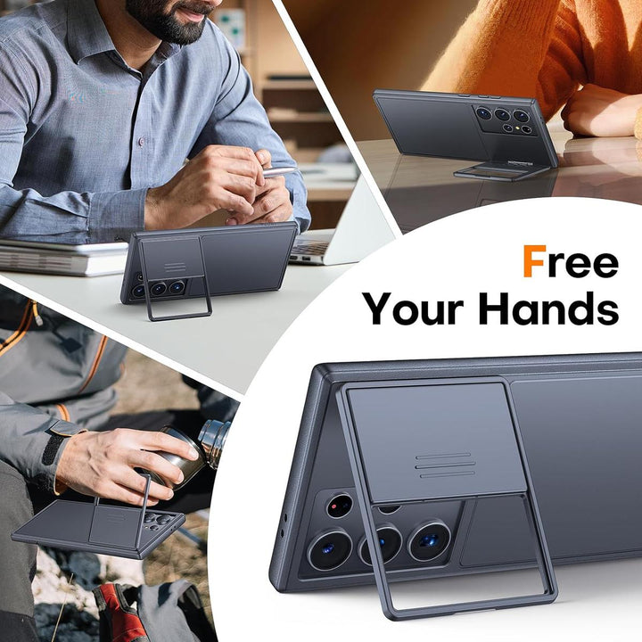 TAURI Galaxy S24 Ultra Kickstand Case - Black - DOKUTRONIX