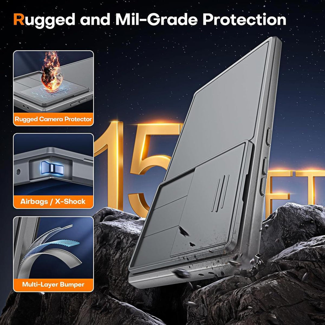 Tauri Gray Shield: Galaxy S24 Ultra Kickstand Case - DOKUTRONIX