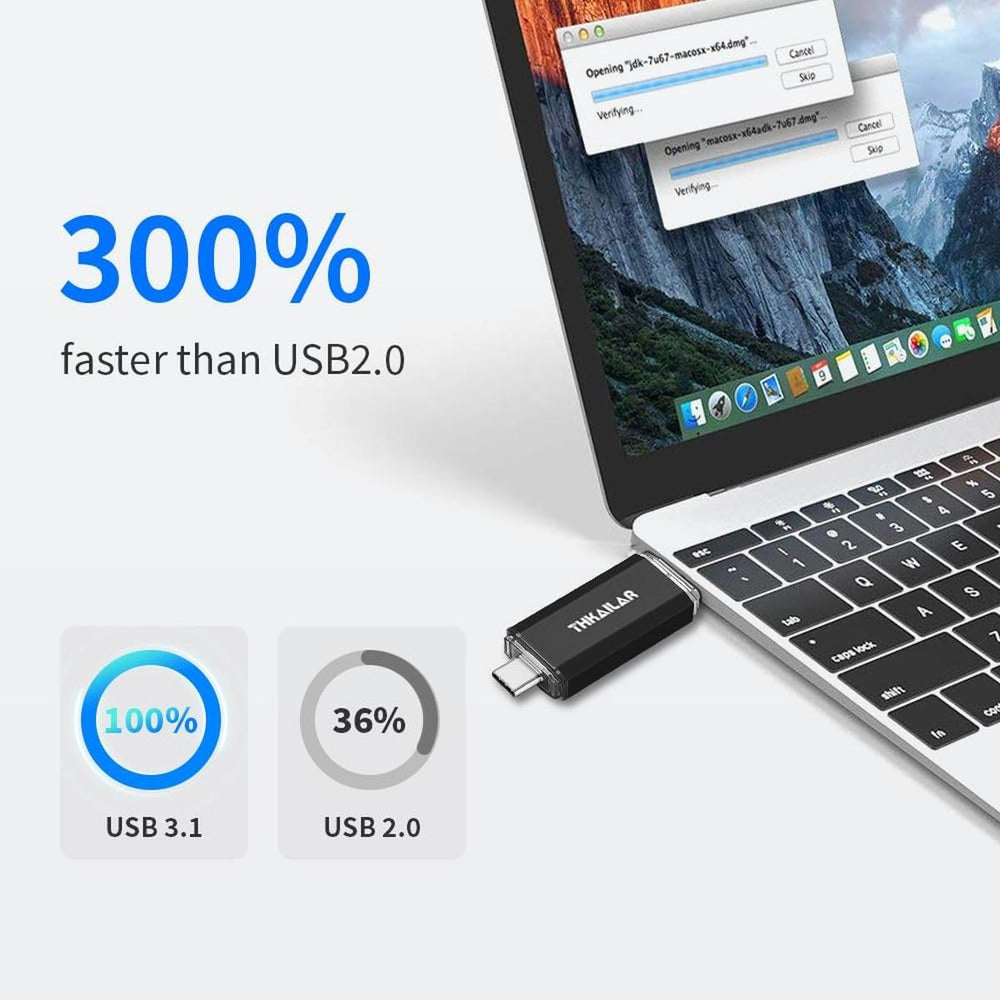 THKAILAR Duo 256GB USB-C Flash Drive - High-Speed - DOKUTRONIX