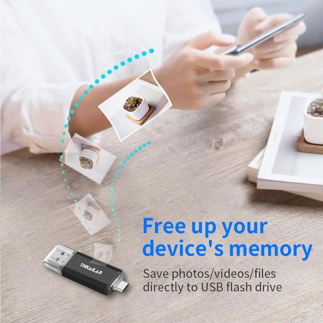 THKAILAR Duo 256GB USB-C Flash Drive - High-Speed - DOKUTRONIX