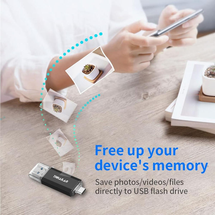 THKAILAR Duo 256GB USB-C Flash Drive - High-Speed - DOKUTRONIX