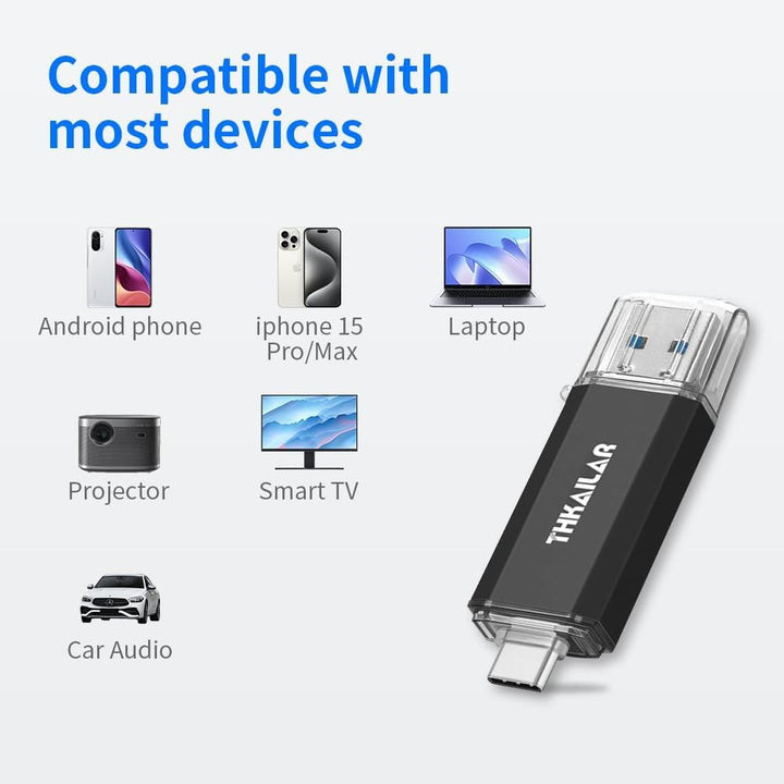 THKAILAR Duo 256GB USB-C Flash Drive - High-Speed - DOKUTRONIX