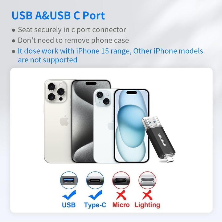 THKAILAR Duo 256GB USB-C Flash Drive - High-Speed - DOKUTRONIX