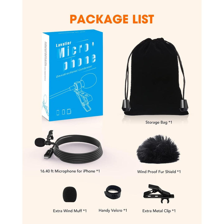 ttstar iPhone Lavalier Mic - 16.4ft Omnidirectional - DOKUTRONIX