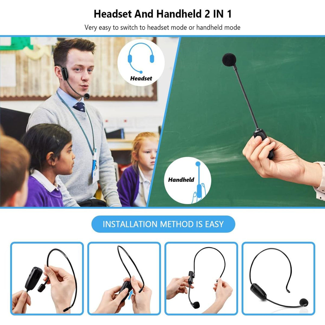 UHF Pro Wireless Mic & Headset - 160ft Range - DOKUTRONIX