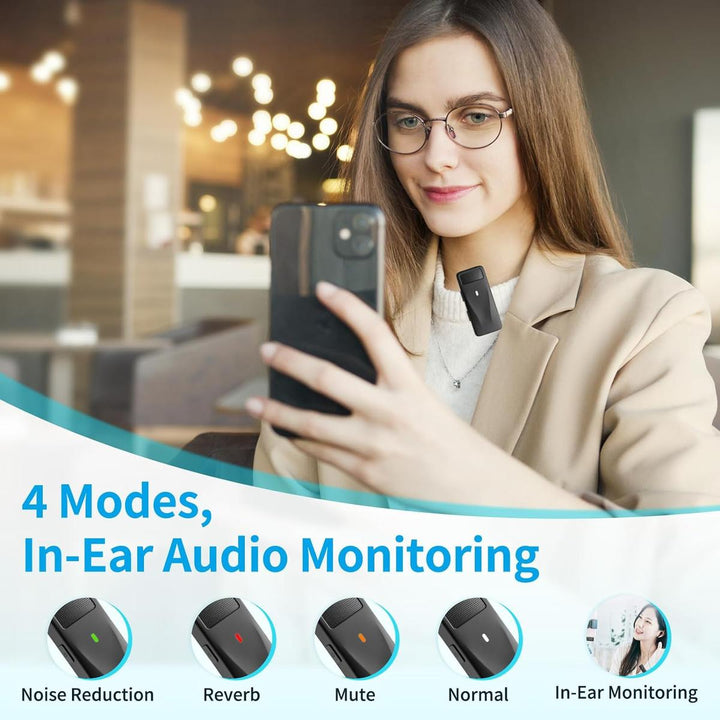 Wireless Mic Duo - 32H Battery, USB-C, Noise-Canceling - DOKUTRONIX