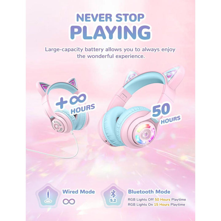 iClever Purrfect Kids Cat Ear Headphones - DOKUTRONIX