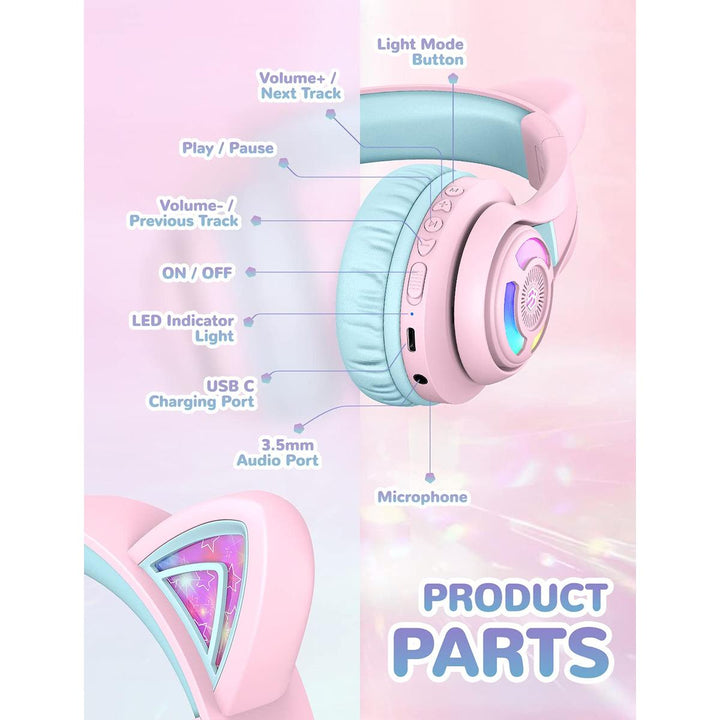 iClever Purrfect Kids Cat Ear Headphones - DOKUTRONIX