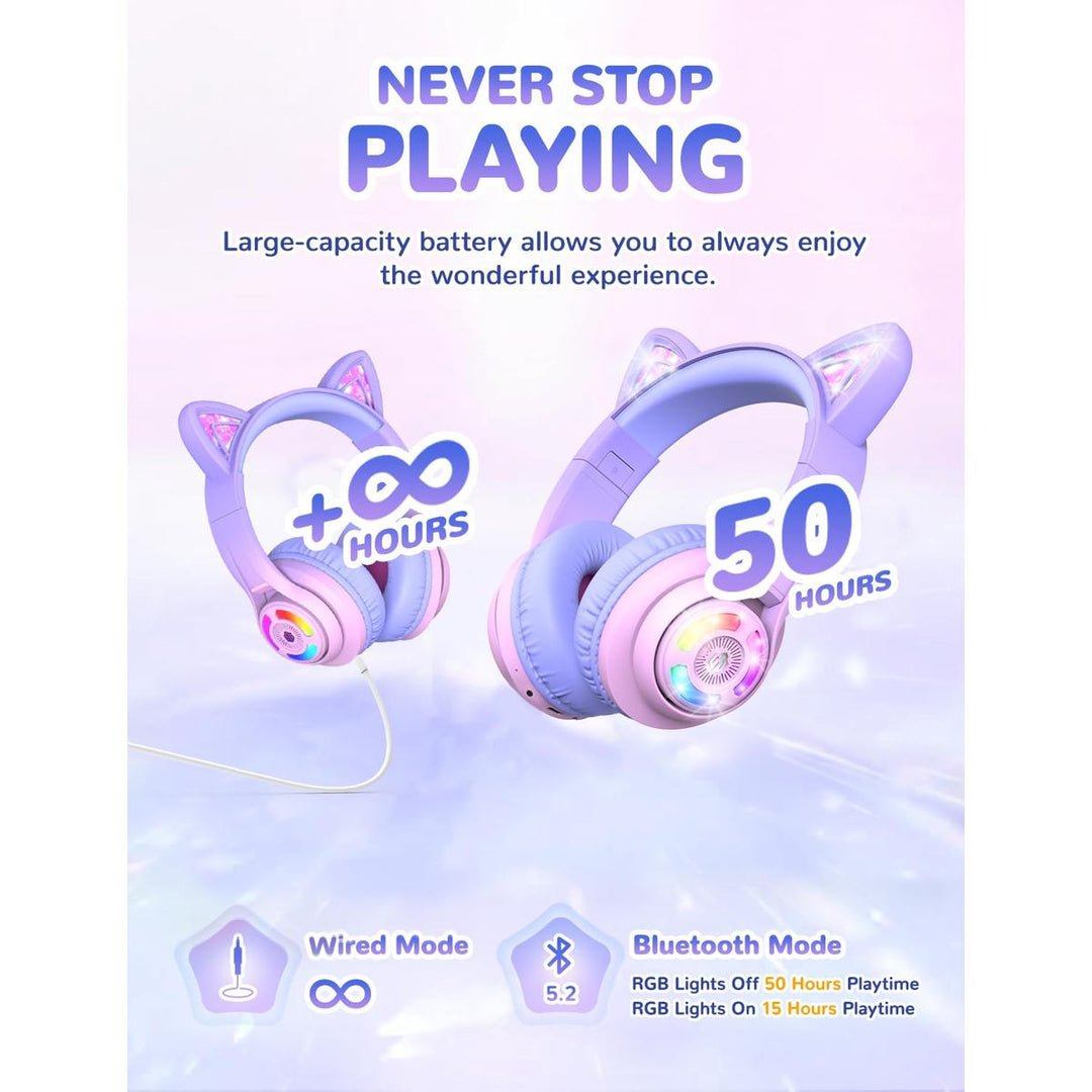 iClever Purrfect Kids Cat Ear Headphones - DOKUTRONIX