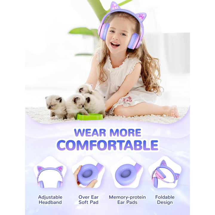 iClever Purrfect Kids Cat Ear Headphones - DOKUTRONIX