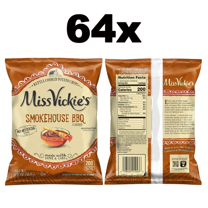 Vickie's Sea Salt & Vinegar Kettle Chips (Pack of 64) - DOKUTRONIX