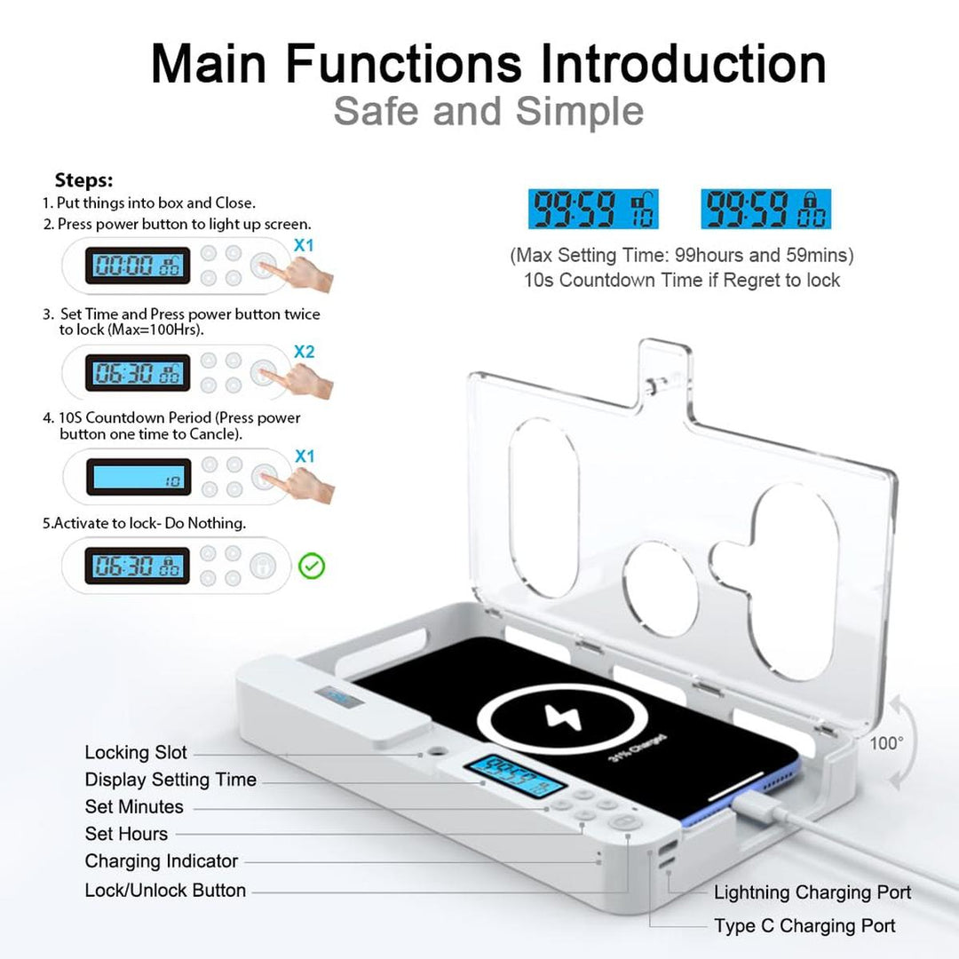FocusLock: Portable Phone Timer Box (Purple) - DOKUTRONIX