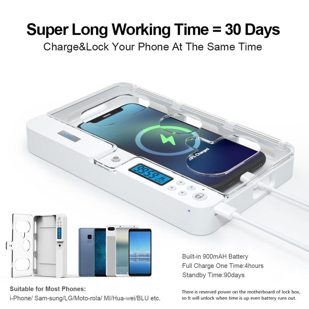 FocusLock: Portable Phone Timer Box (Purple) - DOKUTRONIX