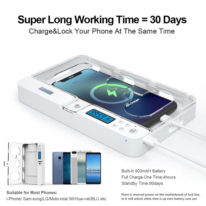 FocusLock: Portable Phone Timer Box (Purple) - DOKUTRONIX