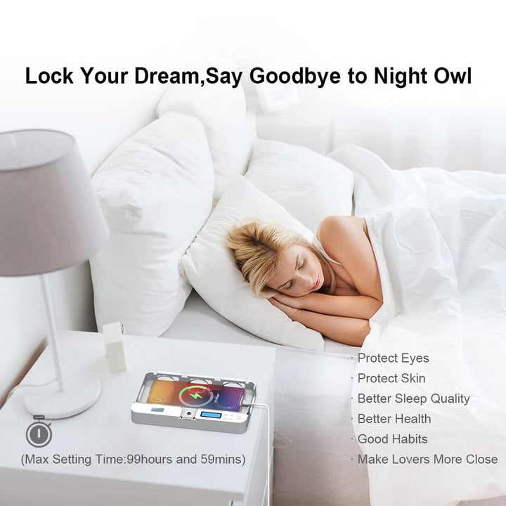 FocusLock: Portable Phone Timer Box (Purple) - DOKUTRONIX